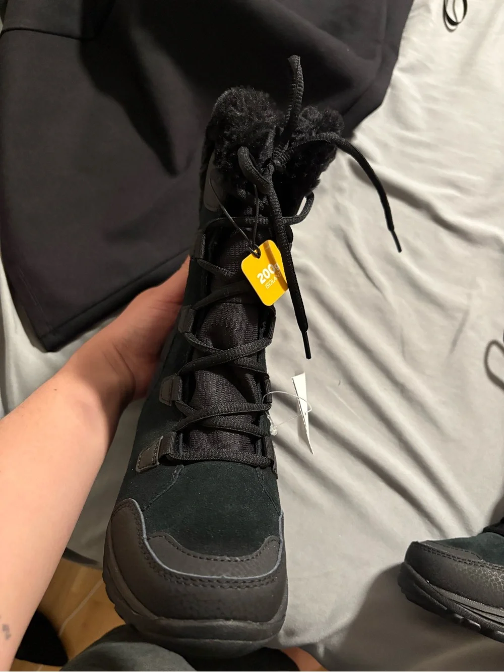 Columbia Black Waterproof Lace-Up Winter Boots with Faux Fur Cuff